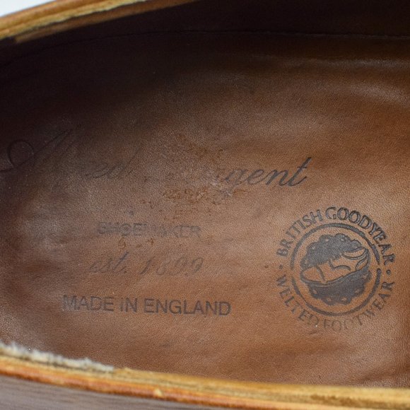 Vintage Alfred Sargent Brown Grain Textured Leather England Made Oxford Shoes